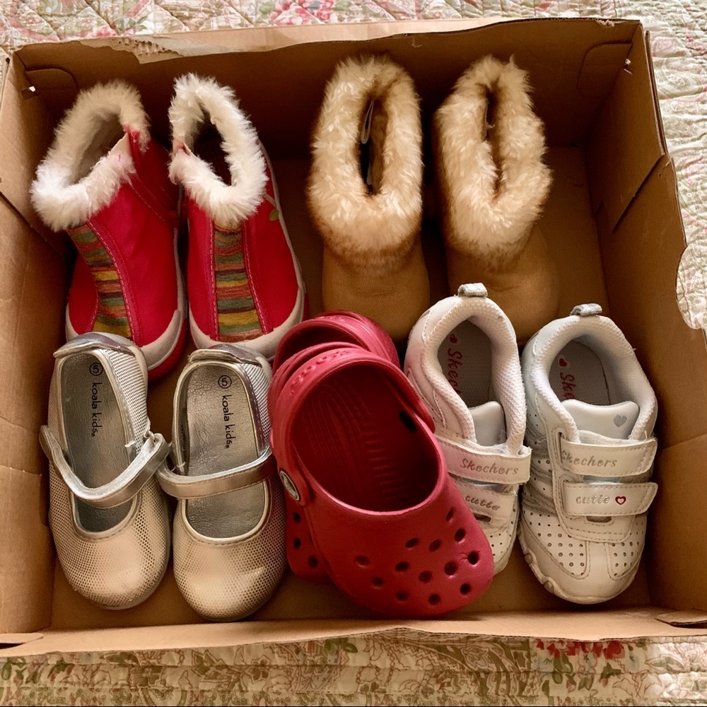 Girls shoes; Skechers, Crocs, boots, Mary Janes.